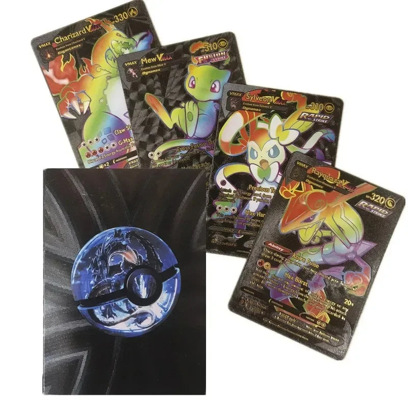27-110 stücke Pokemon Karten Pikachu Gold Silber Schwarz Bunte Vmax GX Sammlung Karte Spielzeug