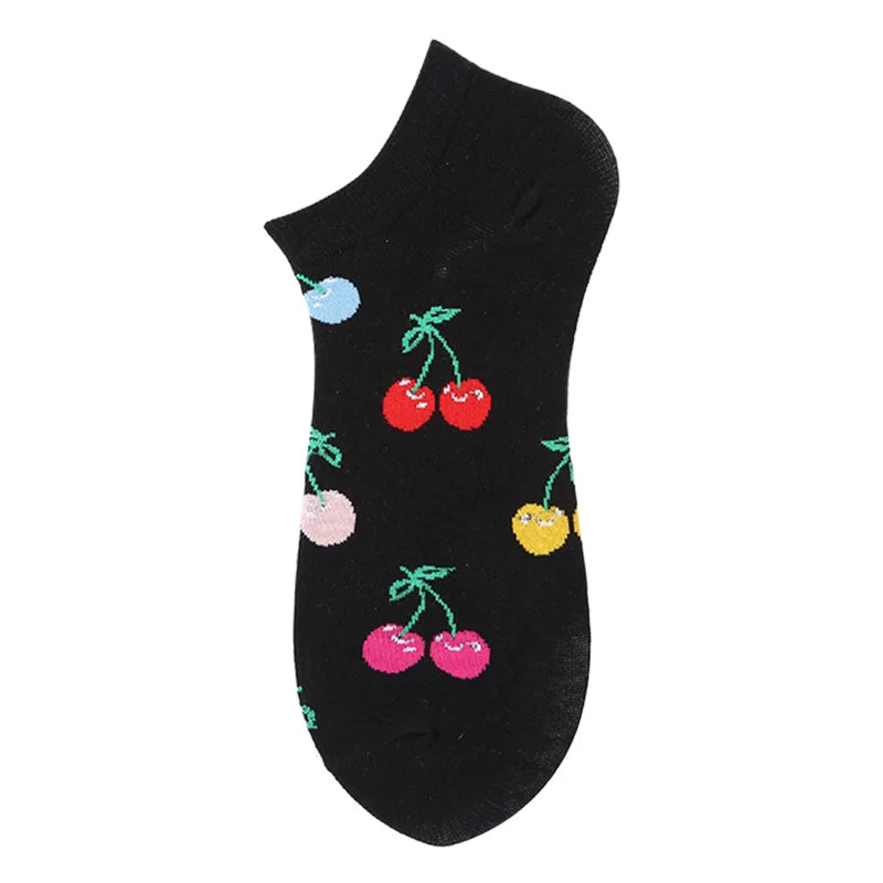 40-Style Bunte Baumwoll-Söckchen für Herren – Lustige Avocado, Tiere & Kunstdrucke