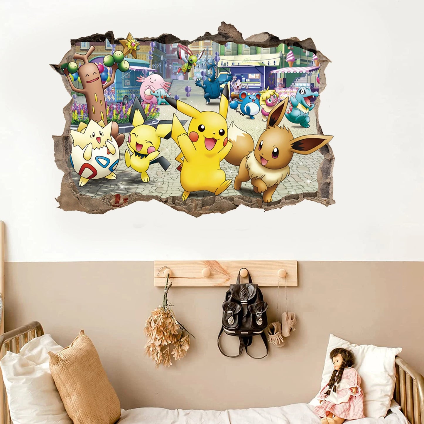Cartoon Pikachu Wandaufkleber für Kinder DIY Wanddekoration Animiertes Poster