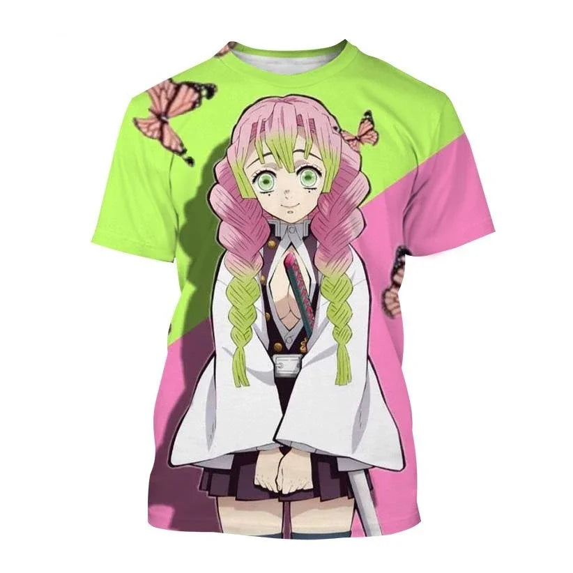 Chemise De Manga Courte Avec Estampado 3D De Anime Demon Slayer, Kimetsu No Yaiba, Kamado, Nezuko, Kochou, Shinobu