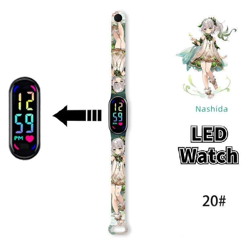 Pokémon & Demon Slayer LED-Uhr – Tanjirou & Nezuko Silikon-Touchscreen, wasserdicht, Sportgeschenk