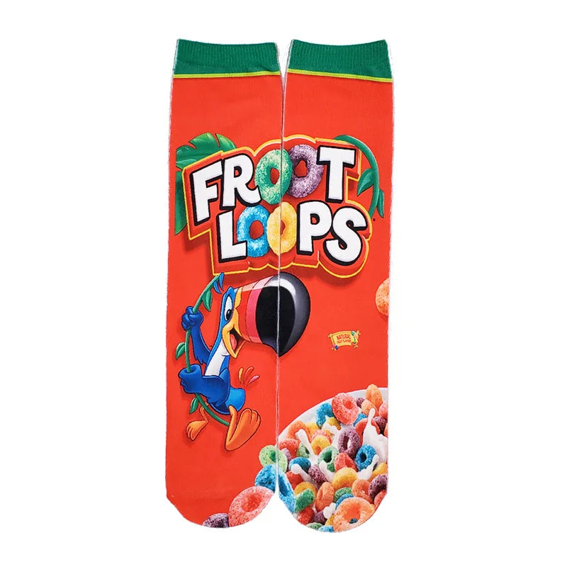 1 Pair Art Socks Potato Chips Knee High Socks Cotton Art Long
