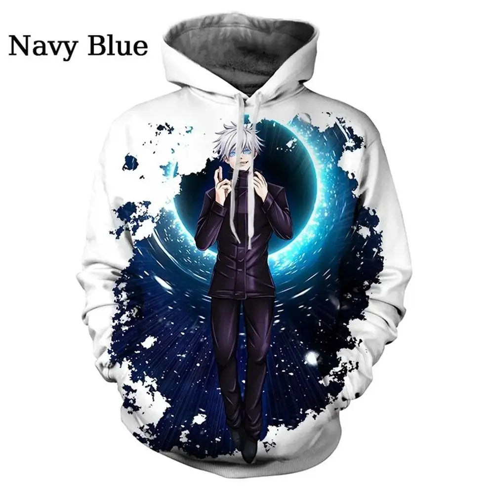 Jujutsu Kaisen Satoru Gojo 3D-Druck-Hoodie – Anime-Modepullover für Männer