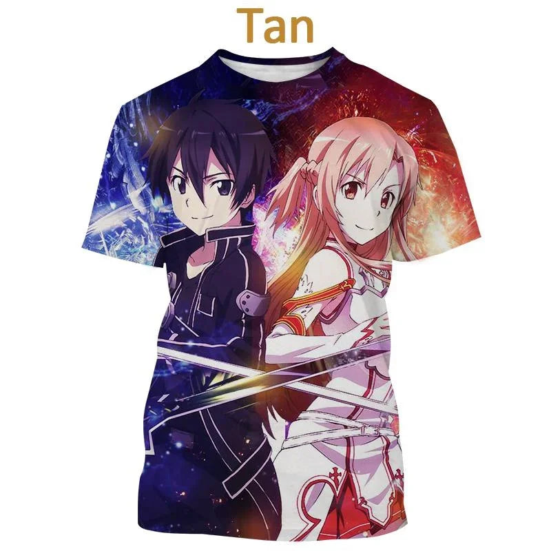 T-shirt Kirito & Asuna Sword Art Online Haut décontracté à manches courtes