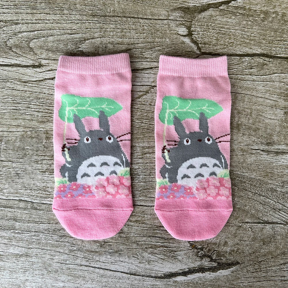Anime Big Cat & Calcifer Socken – Halbtransparentes Cartoon-Design