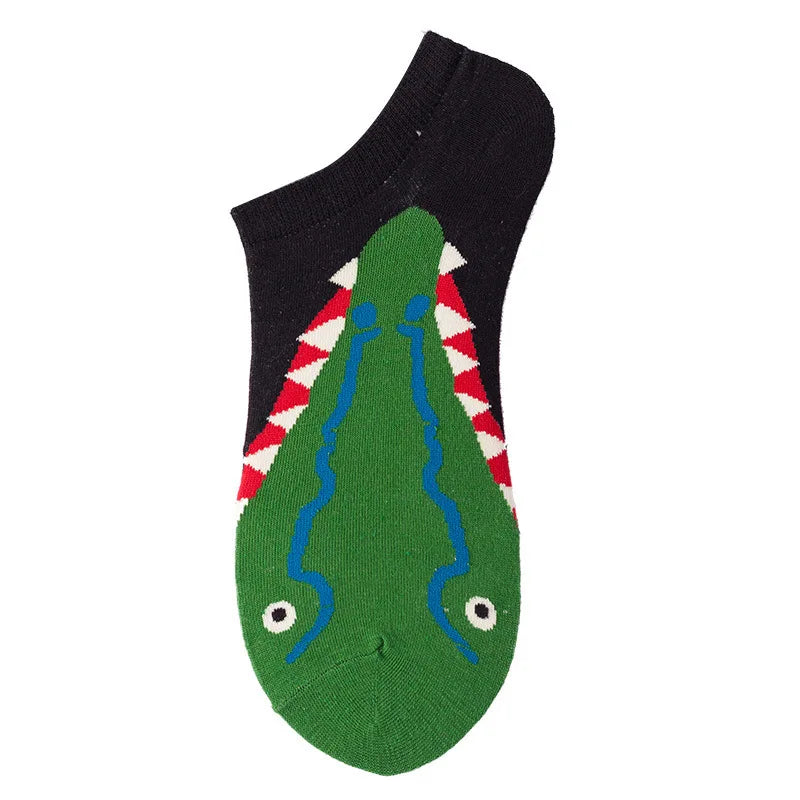 40-Style Bunte Baumwoll-Söckchen für Herren – Lustige Avocado, Tiere & Kunstdrucke