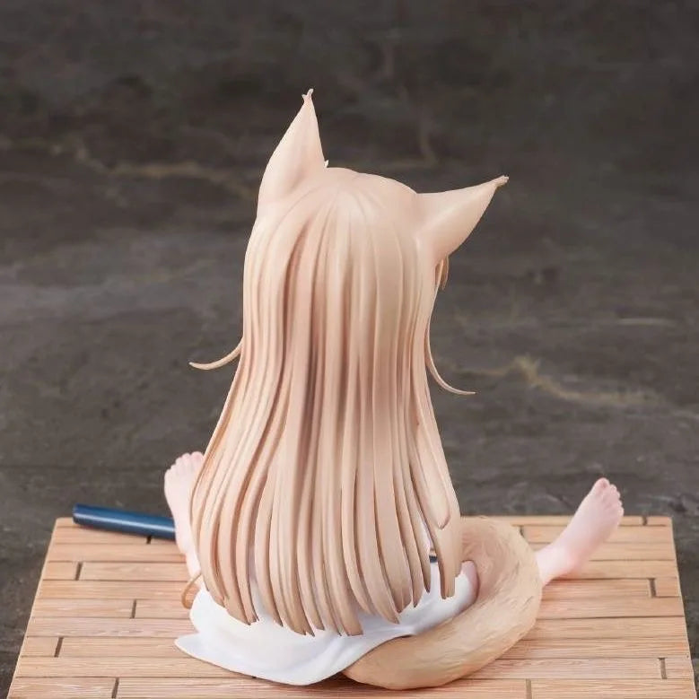 Figurine d'anime Cat Is A Kawaii Girl 8cm PVC Hobby Farine de soja S'asseoir et manger du poisson Petites décorations de voiture