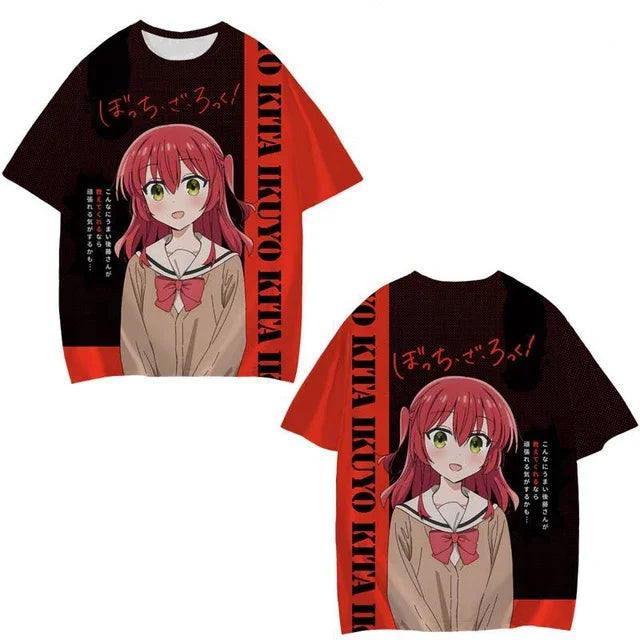 Anime Manga Bocchi The Rock 3D Print T-Shirt Unisex Short Sleeve Oversized Streetwear for Men Women Kids Fashion Clothing