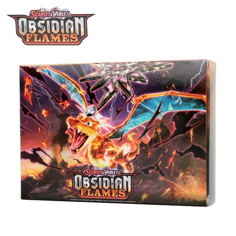 60/100 Stück Pokemon-Karten, alle neuen EX-Obsidian Flames-Booster-Boxen, inklusive Charizard, englische Version