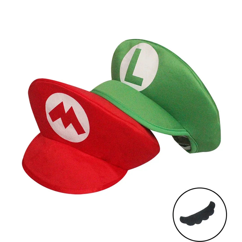 Super Mario Bros Luigi Cosplay-Mütze – Klassische Spiel-Anime-Kappe für Kinder & Erwachsene, Halloween- & Partygeschenk