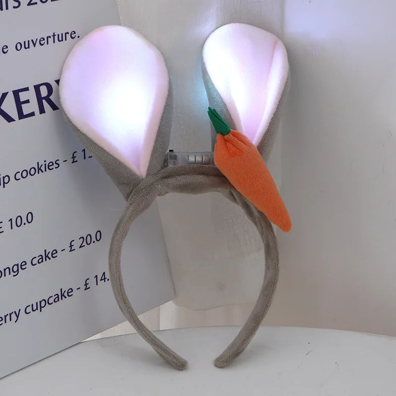 Chapeau de lapin en peluche à LED avec oreilles de lapin lumineuses – Joli chapeau de cosplay d'hiver pour adultes et enfants