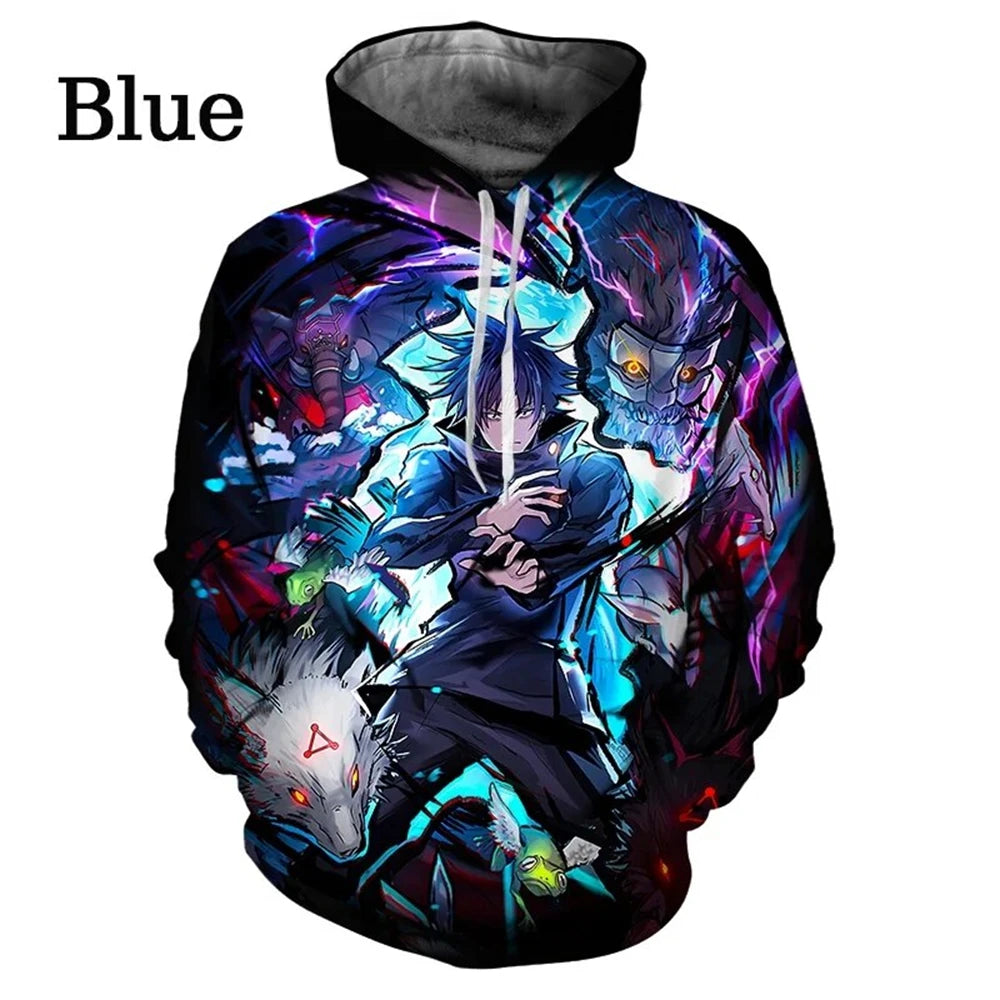 Neuer Anime Jujutsu Kaisen 3D-Druck-Hoodie – Lässiger übergroßer Pullover für Männer und Frauen