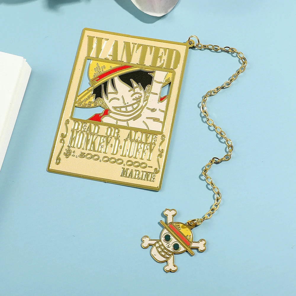 Anime One Pieces Pirates reward Metal Bookmarks with Tassel Gold Collection