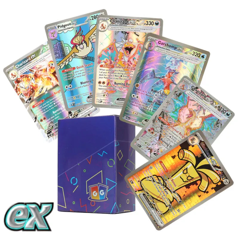 60/100 Stück Pokemon-Karten, alle neuen EX-Obsidian Flames-Booster-Boxen, inklusive Charizard, englische Version