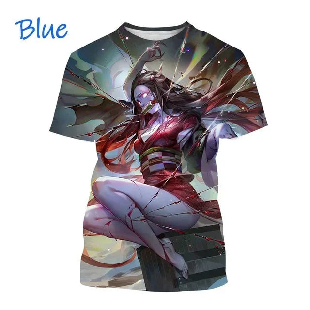 Demon Slayer 3D Print T-Shirt New Anime Fashion Harajuku Casual Street Tee
