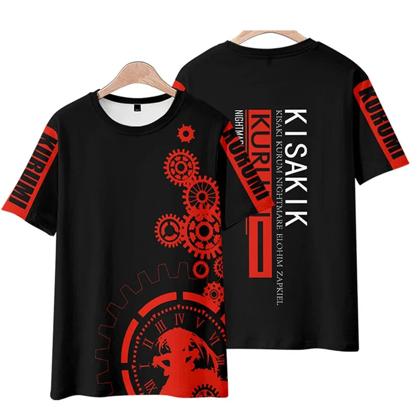 Anime Character Tokisaki Kurumi Print T-Shirt 3D Short Sleeve Summer Fashion Harajuku Style Cartoon Top for Men/Women Kids