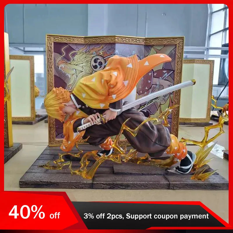 24 cm große Dämonentöter-Figur Agatsuma Zenitsu – PVC-Actionmodell-Statue und Sammlergeschenk