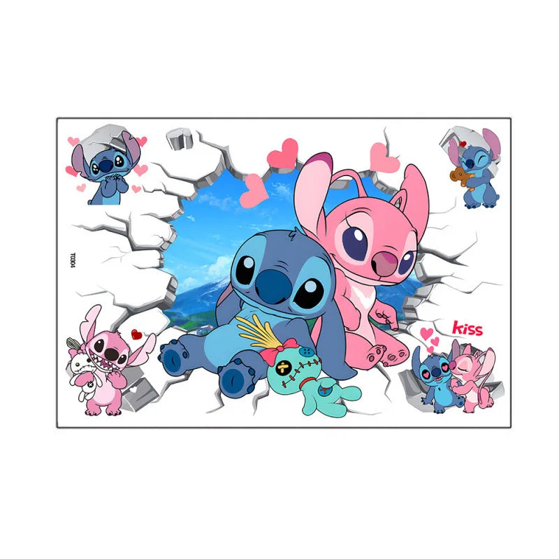 Cartoon Lilo & Stitch Regenbogen Wandaufkleber für Kinderzimmer Wanddekoration Animiertes Poster