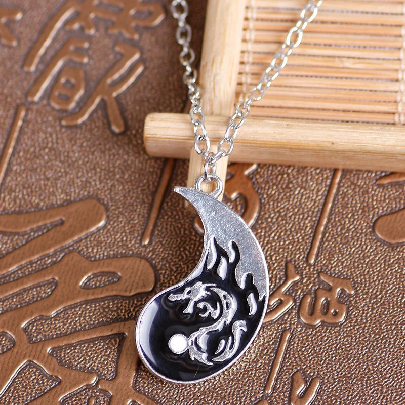 Modisches Drachen-Yin-Yang-Armband – verstellbare Tai-Chi-Paar-Halskette für Freund und Freundin, Geschenk zum Valentinstag