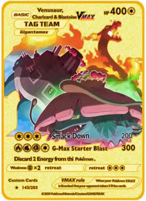 Pokemon Englische Metallkarte Anime-Sammelkarte Kinderspielzeug