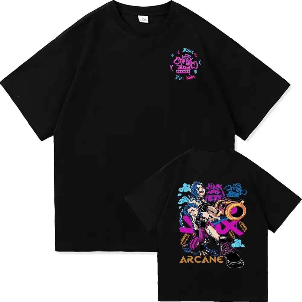 Jinx Arcane Monkey T-Shirt – Women’s Anime Cosplay Grunge Aesthetic Tee
