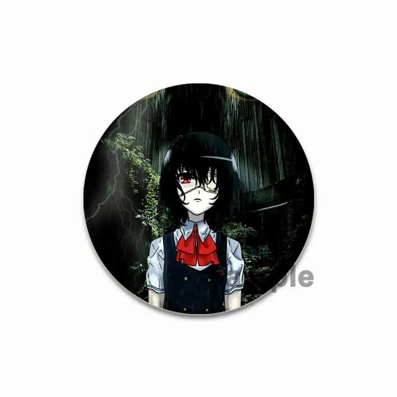 Anime Another Cartoon Character Mei Misaki Anstecknadel, kreative runde Brosche für Rucksack-Accessoires, Geschenke, 32/44/58 mm Größe