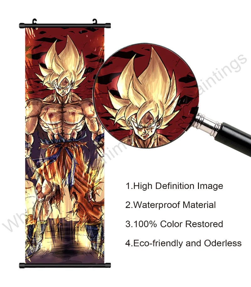 Canvas Hanging Scrolls Poster Home Decor JK Anime Print Dragon Ball Z