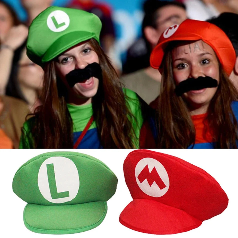 Super Mario Bros Luigi Cosplay-Mütze – Klassische Spiel-Anime-Kappe für Kinder & Erwachsene, Halloween- & Partygeschenk