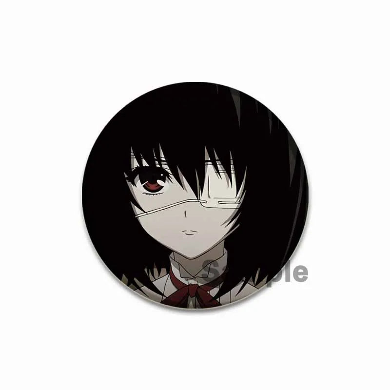 Anime Another Cartoon Character Mei Misaki Anstecknadel, kreative runde Brosche für Rucksack-Accessoires, Geschenke, 32/44/58 mm Größe