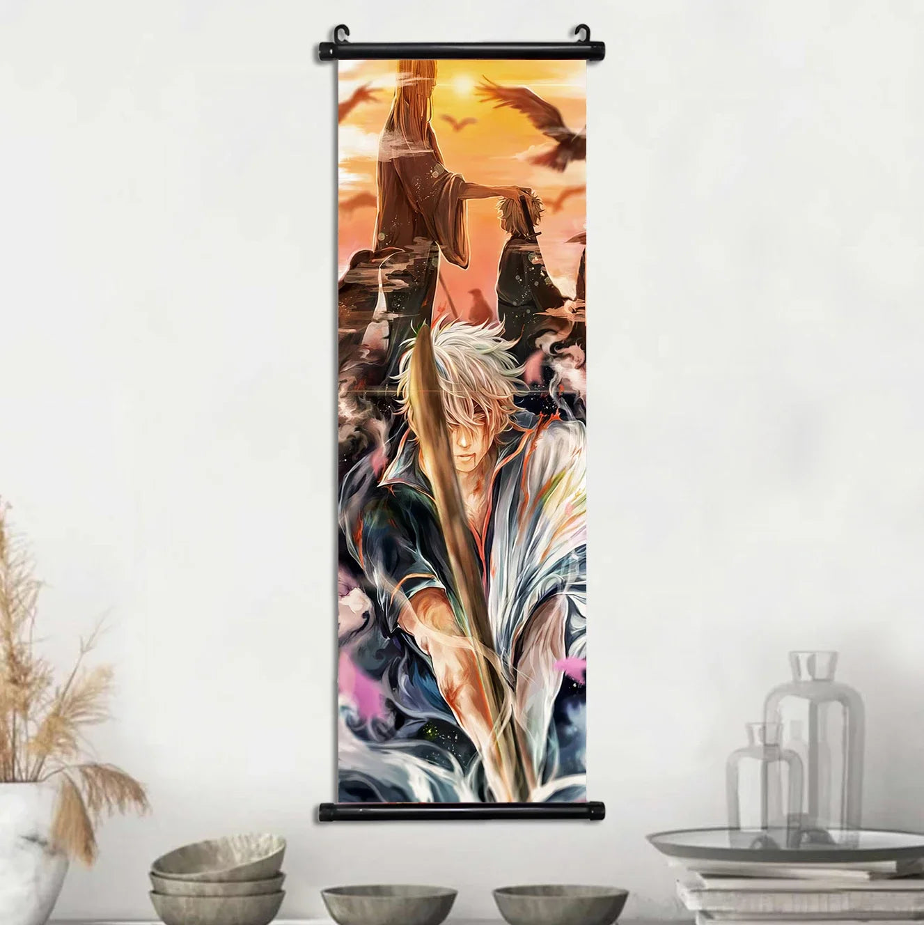 Gintama Gintoki Hanging Scroll Canvas Wall Painting Home Decor Anime Poster Wall Art