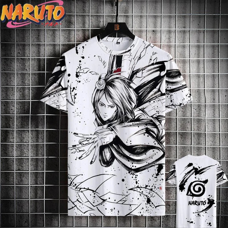 MINISO Men’s T-Shirt – Japanese Anime 3D Print Summer Casual Oversized Streetwear Tee