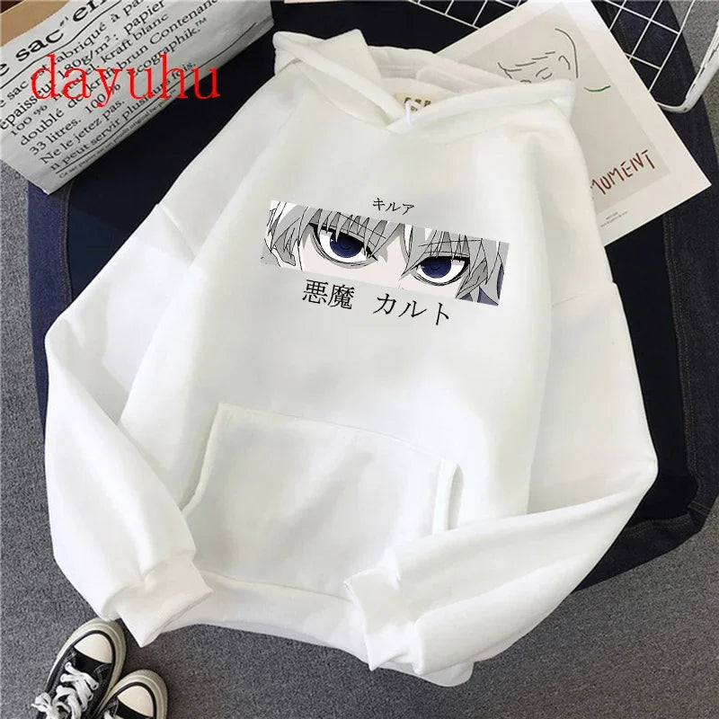 90er Hunter X Hunter Killua Zoldyck Teufelsauge Hoodie – Unisex Streetwear Sweatshirt, Kawaii Hisoka Manga Hoody