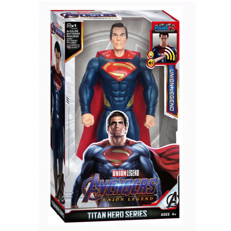 Figurine de super-héros de 30 cm – Thanos, Hulk, Spider-Man, Iron Man, Captain America, Thor et Black Panther avec son et lumière