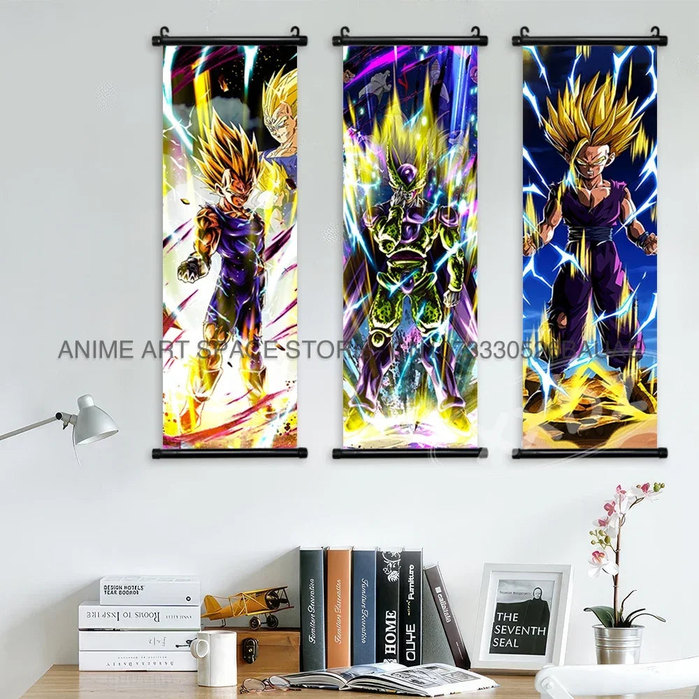 Dragon Ball Z Hanging Paintings Room Decorative Poster Anime Saiyan Scrolls Picture Wall Art