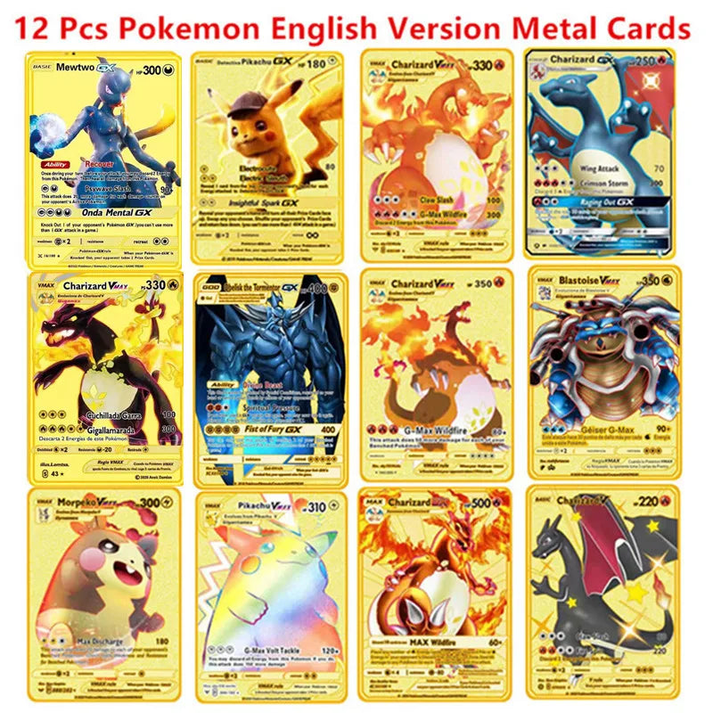 Pokemon Englische Metallkarte Anime-Sammelkarte Kinderspielzeug