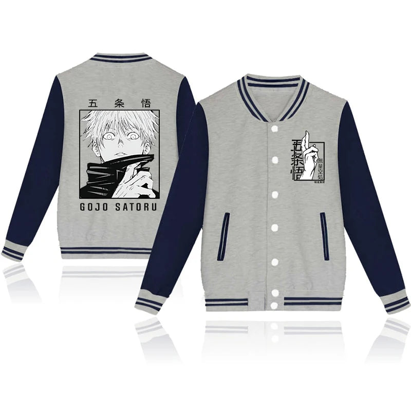 Anime New Gojo Satoru Baseball Jacket Unisex Fashion Street Style Sweatshirt for Men and Women