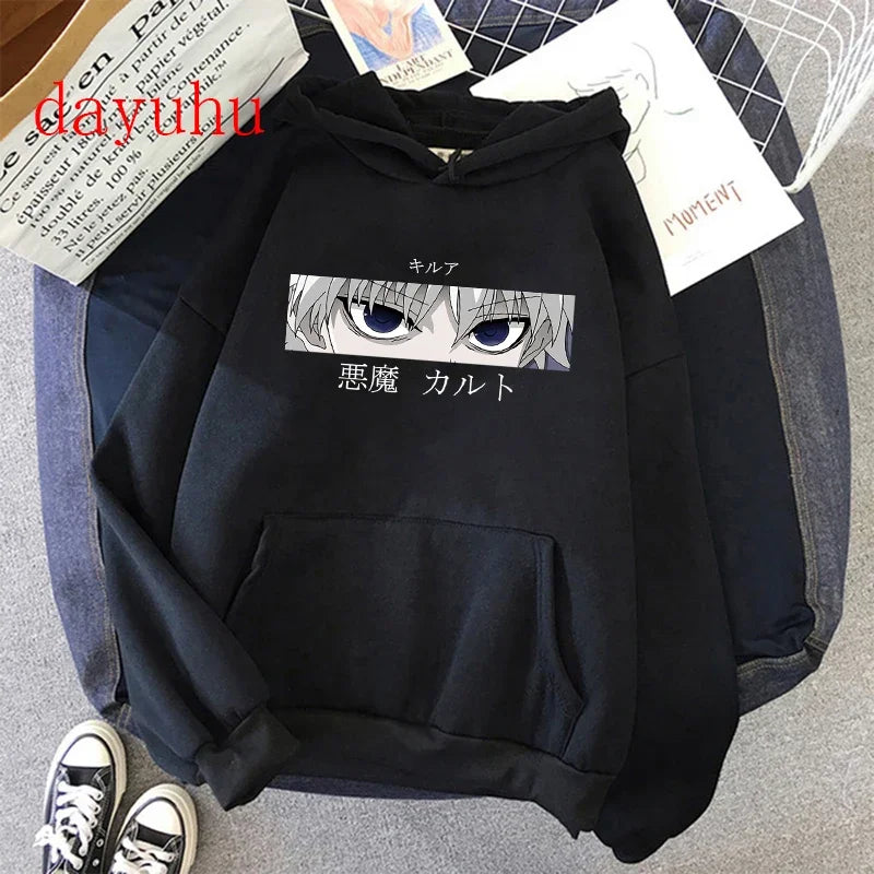90er Hunter X Hunter Killua Zoldyck Teufelsauge Hoodie – Unisex Streetwear Sweatshirt, Kawaii Hisoka Manga Hoody