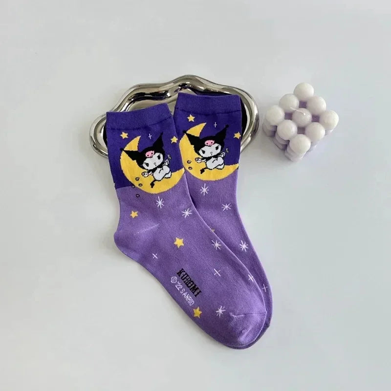 Koreanischer Frühlings- und Sommer-Cartoon-Studentensocken aus weicher Baumwolle, 5-teiliges Set mit Animationsderivat, auffälliges, atmungsaktives Netzgewebe