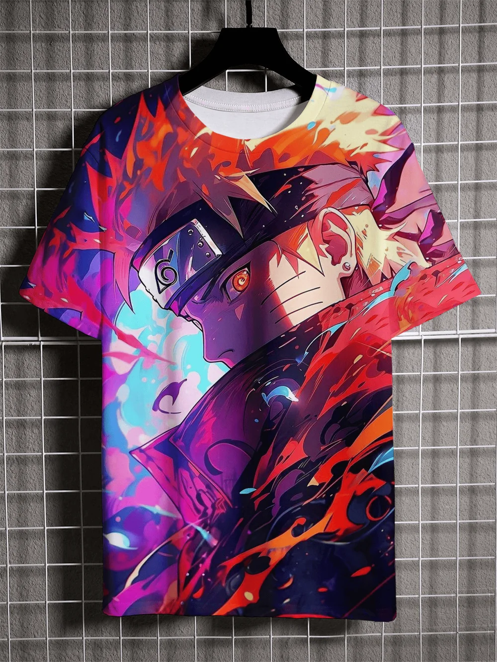 T-shirt imprimé 3D Naruto Uchiha Sasuke pour homme, style hip-hop surdimensionné