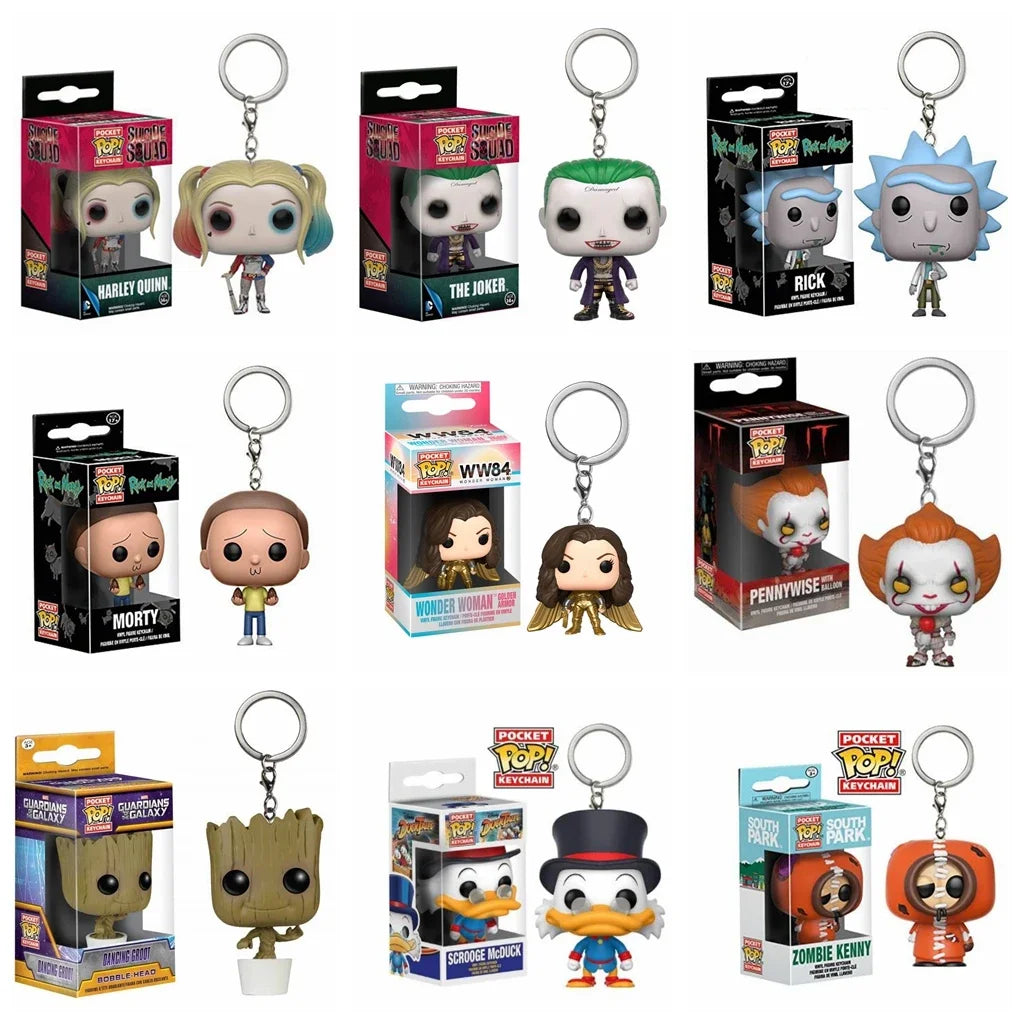 FUNKO POP Gardiens de la Galaxie Grooted Joker Morty Porte-clés Jouet Suicide Squad Figurines d'action en vinyle Jouets