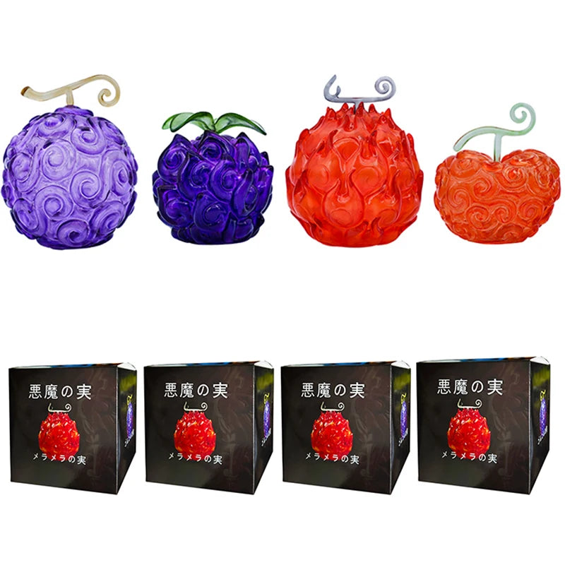 One Piece Teufelsfruchtfiguren – Nika Gum-Gum & Flame-Flame Cursed Fruit Sammlermodell Spielzeug & Ornamente