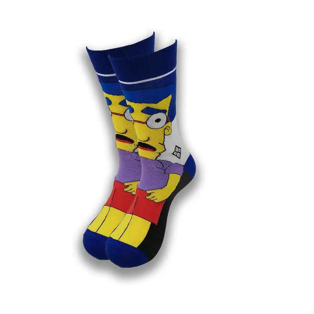 Lustige Socken mit Cartoon-Anime-Print – Personalisierter atmungsaktiver Baumwoll-Hip-Hop-Stil für Männer und Frauen