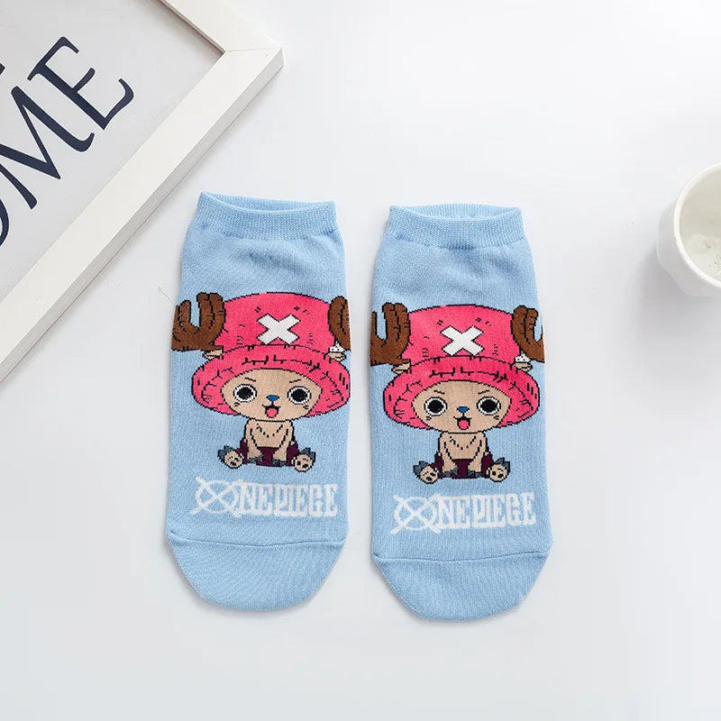 Chaussettes courtes Anime One Luffy Chopper en coton coloré et fin