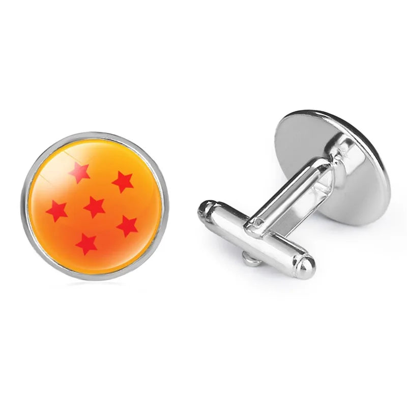 Boutons de manchette FIMAODZ Anime 7-Star Ball – Superbe design en cabochon de verre avec dragon et loup