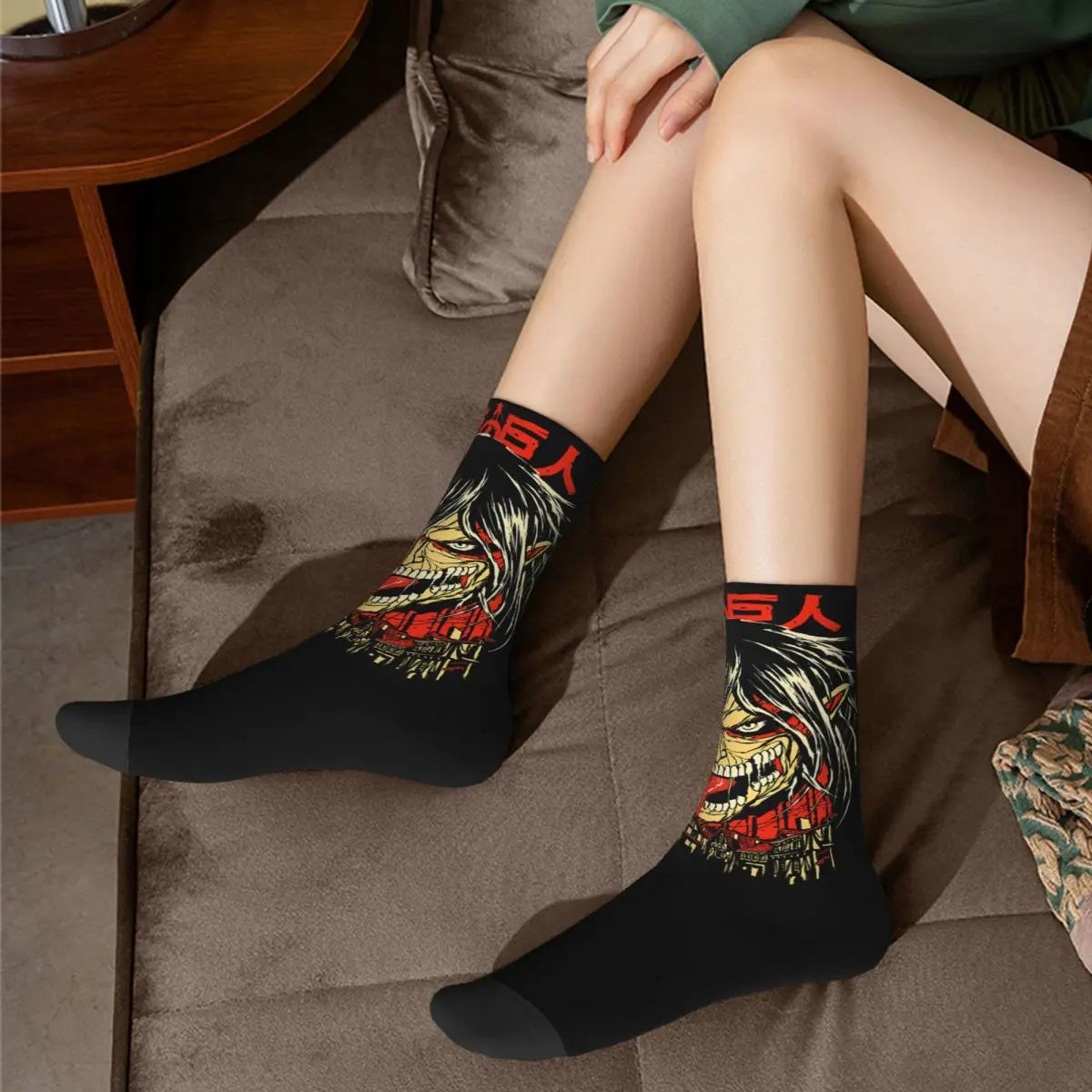Eren Attack on Titan Socken – Lustige bedruckte Unisex Winter Street Style Crazy Socken