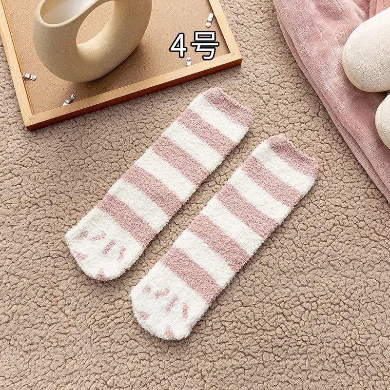 Korallensamt-Katzenkrallensocken – Verdickte Mitte