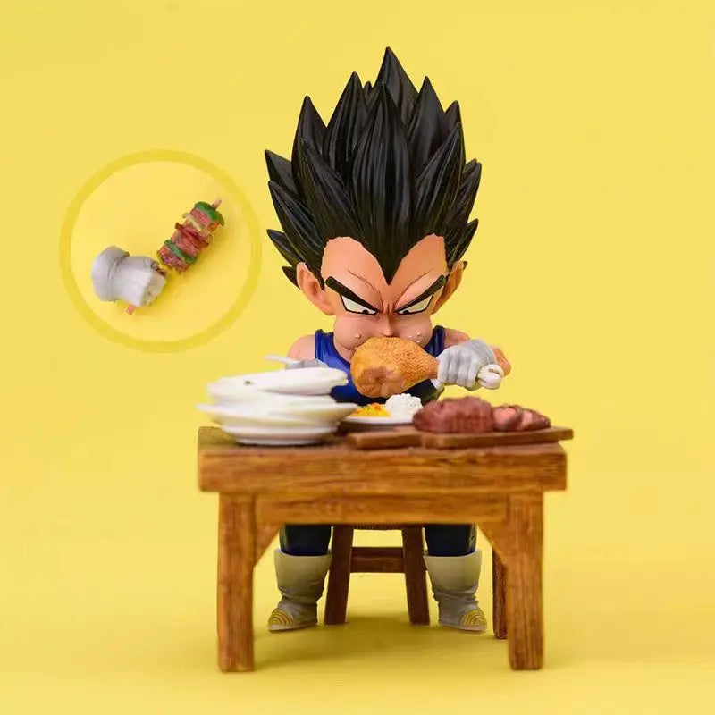 8 cm große Dragon Ball Z-Figuren – Vegeta, Goku, Krillin und Android 18, Essszene, PVC-Modell, Spielzeuggeschenk