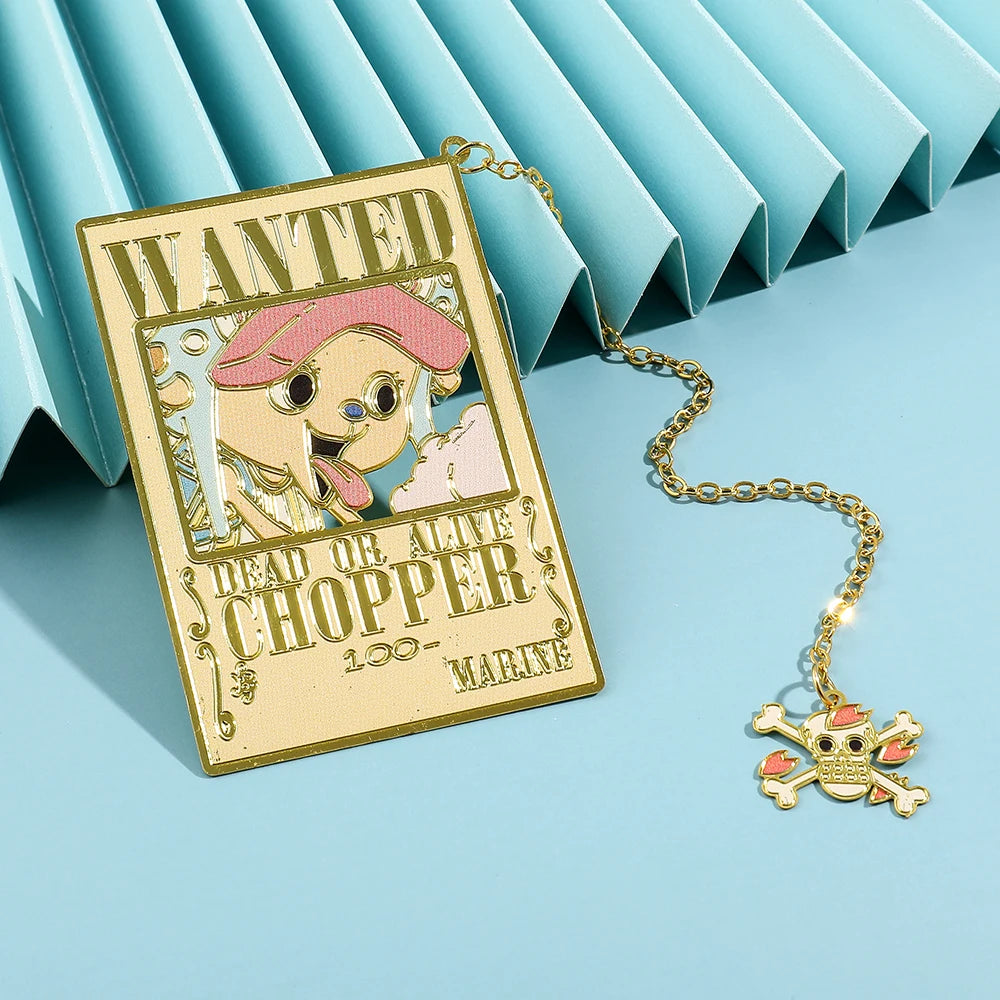 Anime One Pieces Pirates reward Metal Bookmarks with Tassel Gold Collection
