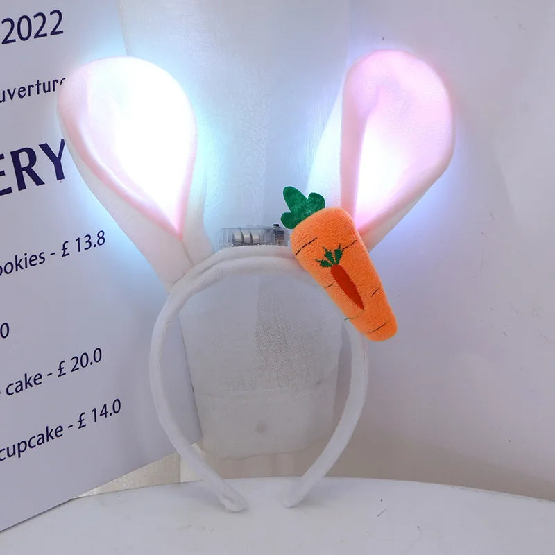 Chapeau de lapin en peluche à LED avec oreilles de lapin lumineuses – Joli chapeau de cosplay d'hiver pour adultes et enfants