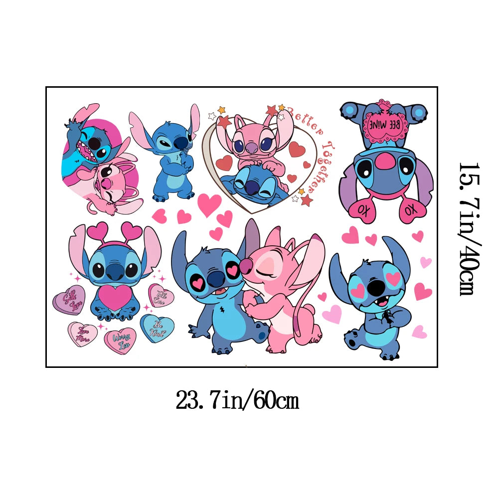 Cartoon Lilo & Stitch Regenbogen Wandaufkleber für Kinderzimmer Wanddekoration Animiertes Poster